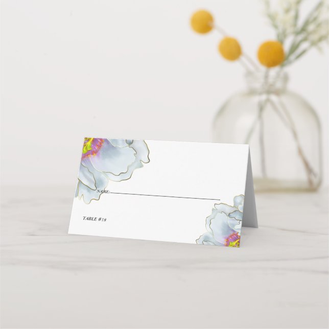 Carte De Placement Mariage | Dusty Blue et Lilac Exotic Floral (Devant)