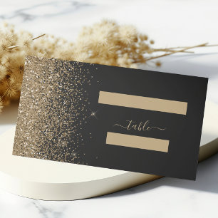 Carte De Placement Mariage Edge Parties scintillant Black Gold modern