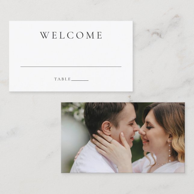 Carte De Placement Mariage éditorial de photo moderne (Devant / Derrière)