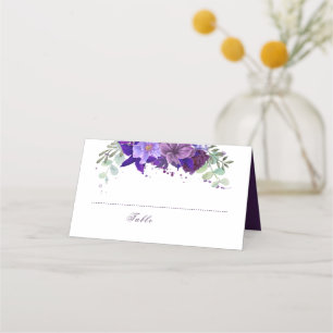 Carte De Placement Mariage élégant à la florale de prune et de violet
