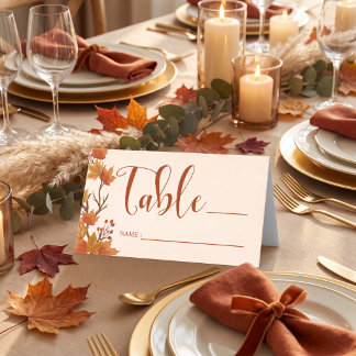 Carte De Placement Mariage Élégant aux Feuilles d'Érable d'Automne