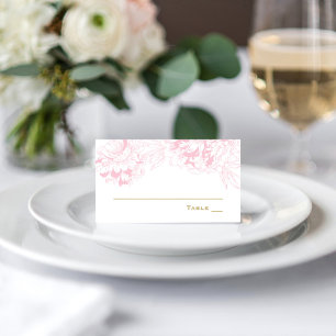 Carte De Placement Mariage Élégant aux Pivoines Roses en Or