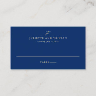 Carte De Placement Mariage Élégant Bleu Marine et Crème Classique