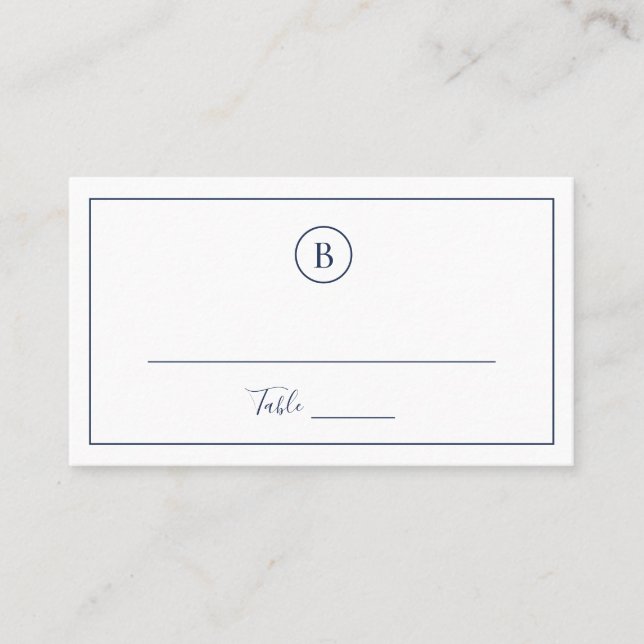 Carte De Placement Mariage élégant bleu marine traditionnel (Devant)