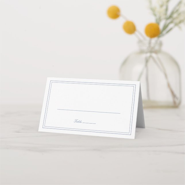 Carte De Placement Mariage Élégant Bleu Poussiéreux Classique (Devant)