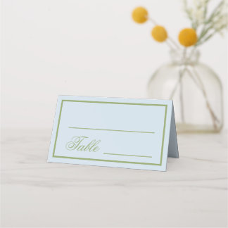 Carte De Placement Mariage Élégant Bleu Vert
