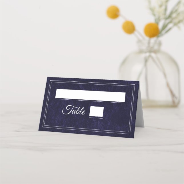 Carte De Placement Mariage élégant classique bleu marine (Devant)