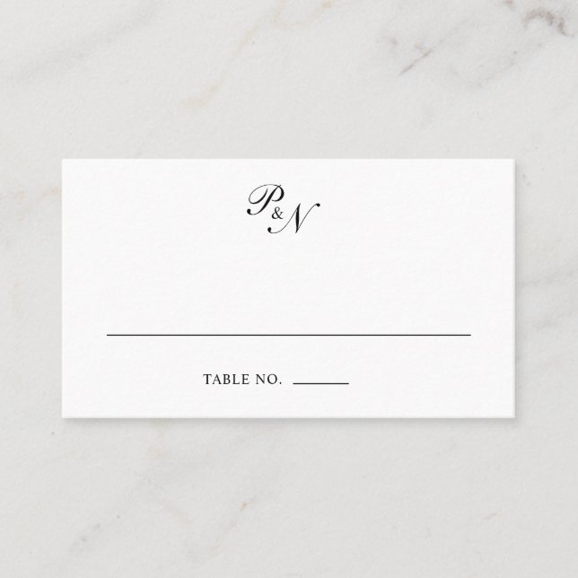 Carte De Placement Mariage élégant classique noir et blanc (Devant)