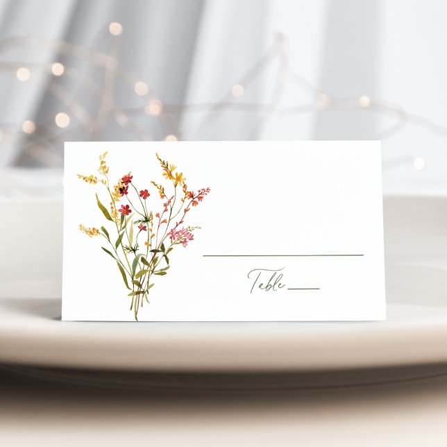 Carte De Placement Mariage Élégant de Fleurs Sauvages d'Été (Créateur téléchargé)