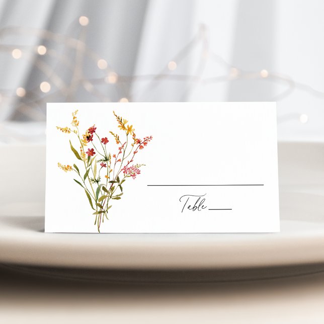 Carte De Placement Mariage Élégant de Fleurs Sauvages d'Été (Créateur téléchargé)