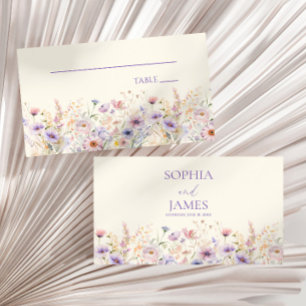 Carte De Placement Mariage Élégant de Prairie de Fleurs Sauvages Rose