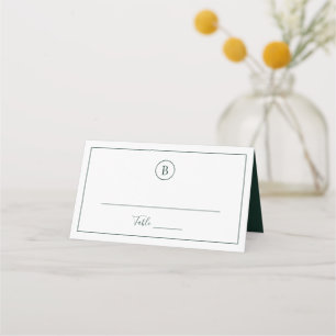 Carte De Placement Mariage élégant de vert de forêt traditionnel
