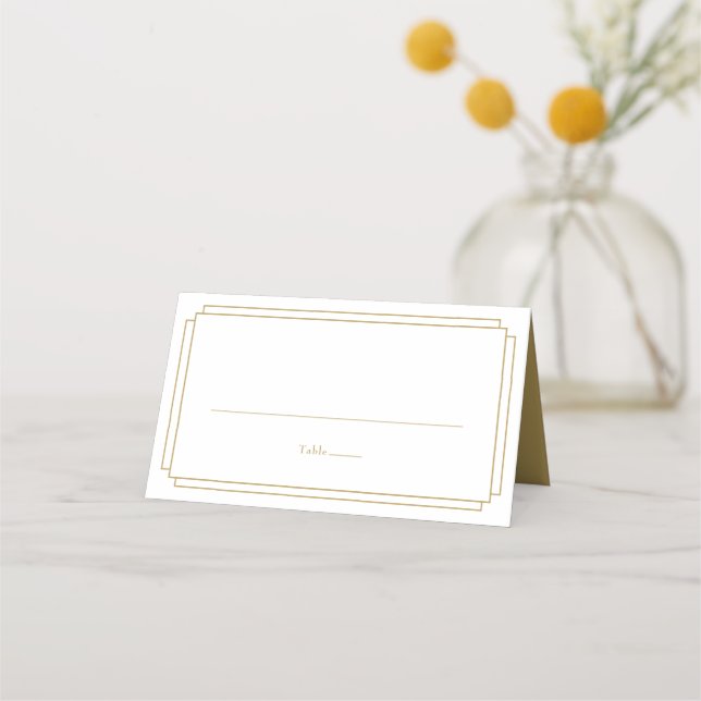 Carte De Placement Mariage Élégant Déco Classique Or (Devant)