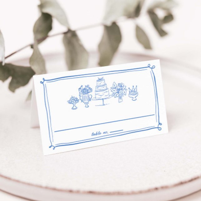 Carte De Placement Mariage Élégant Dessins à Main Doodles Lignes (Créateur téléchargé)