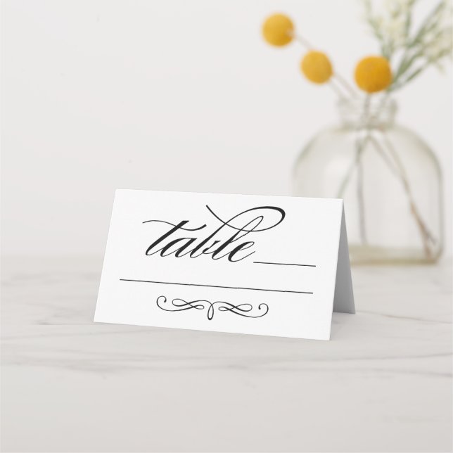 Carte De Placement Mariage élégant en écriture calligraphique noire s (Devant)