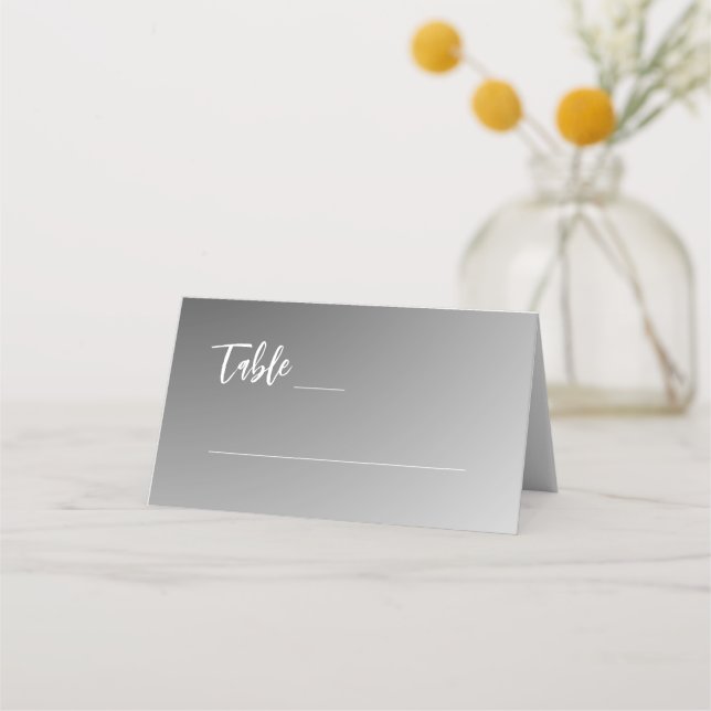 Carte De Placement Mariage Élégant en Noir et Blanc (Devant)