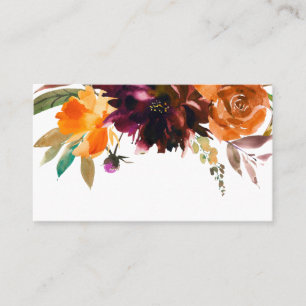 Carte De Placement Mariage Élégant Floral Automnal Rustique