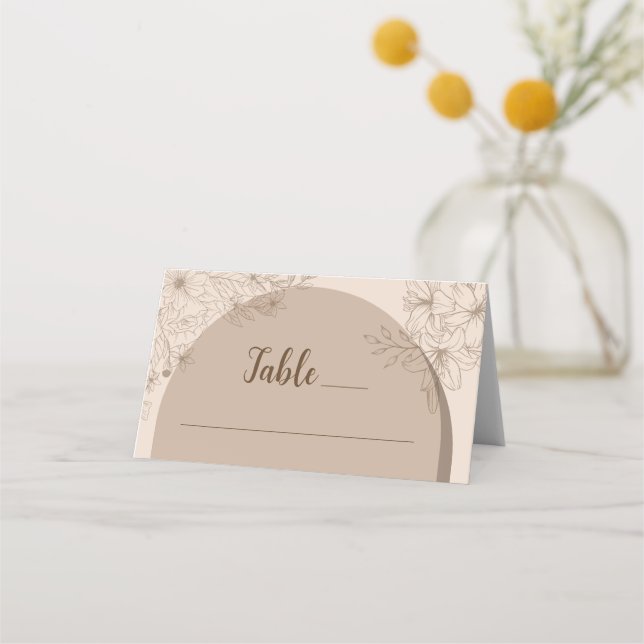 Carte De Placement Mariage Élégant Floral Beige (Devant)