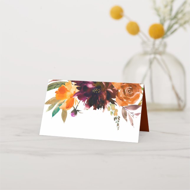 Carte De Placement Mariage élégant floral rustique d'automne (Devant)