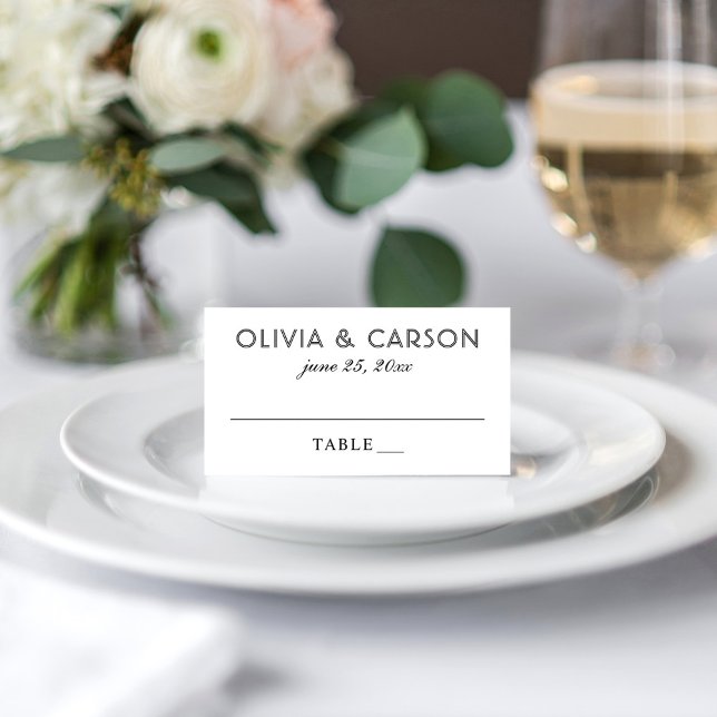 Carte De Placement Mariage Élégant Monogramme Noir et Blanc (Créateur téléchargé)