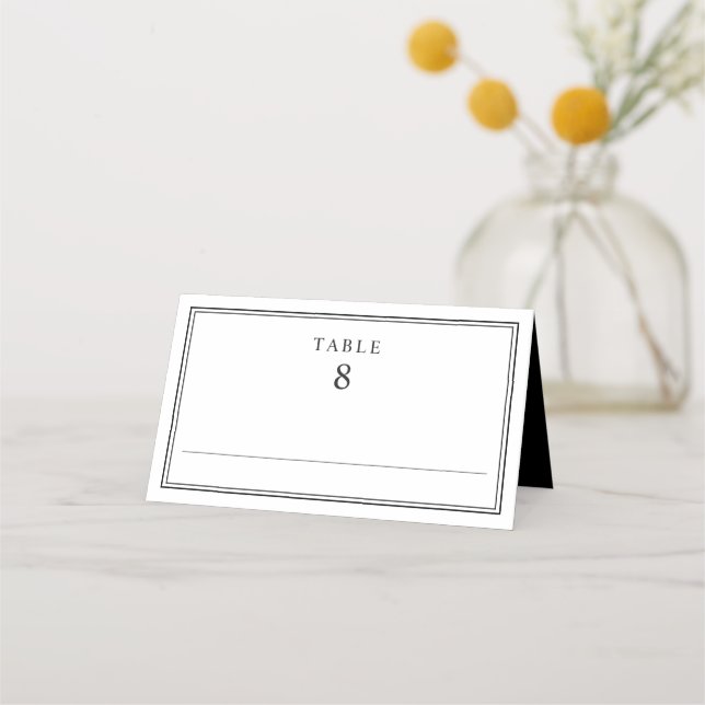 Carte De Placement Mariage élégant noir et blanc (Devant)