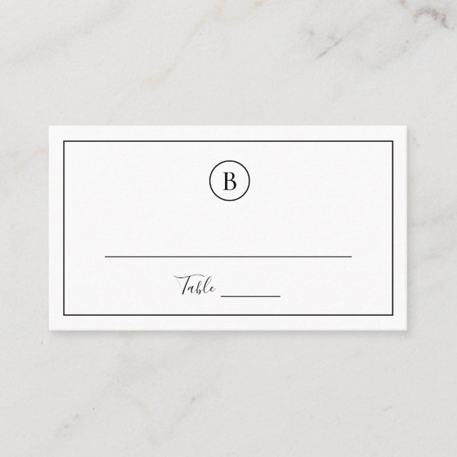 Carte De Placement Mariage élégant noir et blanc traditionnel (Devant)