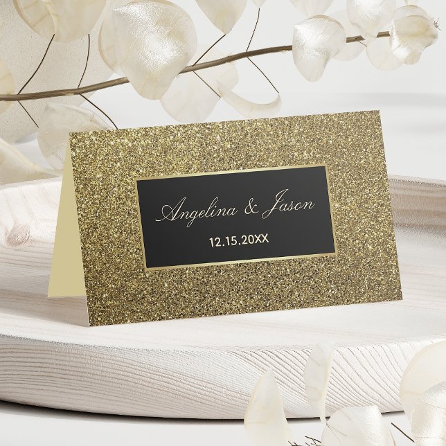 Carte De Placement Mariage Élégant Or et Noir (Créateur téléchargé)