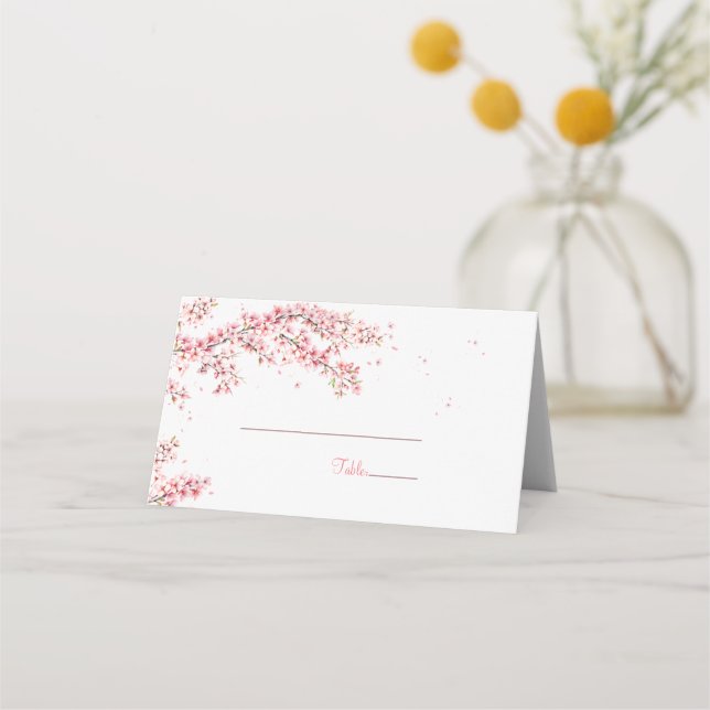 Carte De Placement Mariage Élégant sous les Fleurs de Cerisier (Dos)