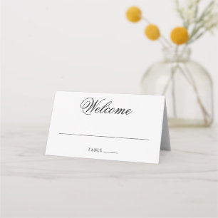 Carte De Placement Mariage élégant traditionnel noir et blanc