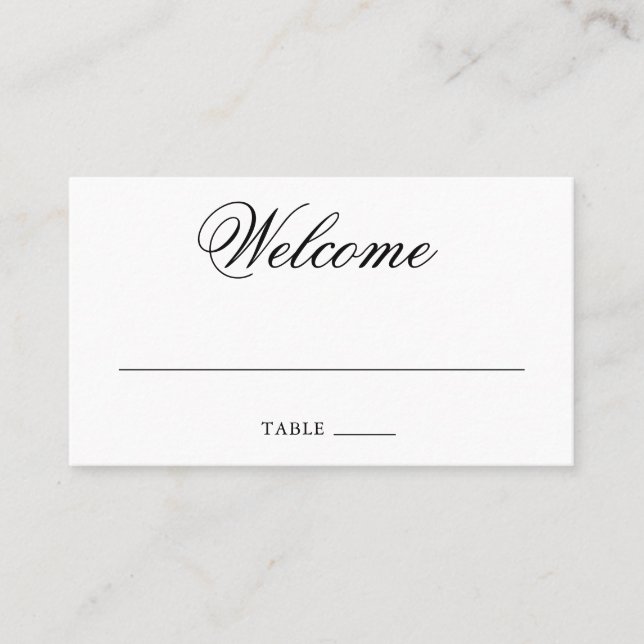 Carte De Placement Mariage élégant traditionnel noir et blanc (Devant)
