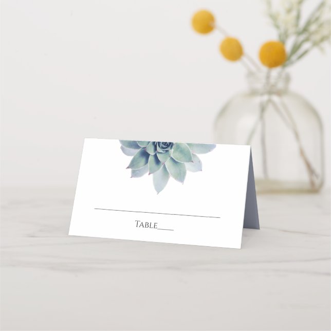 Carte De Placement Mariage Élégant Vert Floral Succulent (Devant)