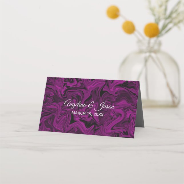 Carte De Placement Mariage Élégant Violet (Dos)