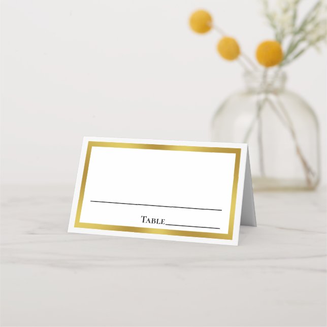 Carte De Placement Mariage Elegant White and Gold Bride Groom (Devant)