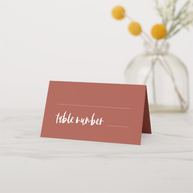 Carte De Placement Mariage en brique brûlée moderne et élégant (Devant)