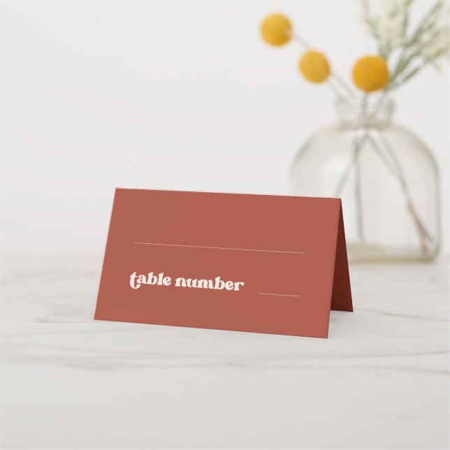 Carte De Placement Mariage en terre cuite rétro élégant (Devant)