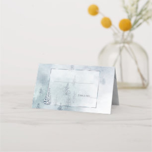Carte De Placement Mariage Escort   Silver Blue Winter Wonderland