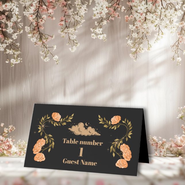 Carte De Placement Mariage Étoiles Noires de Minuit Céleste (Créateur téléchargé)