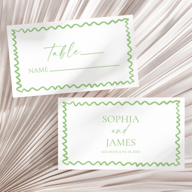 Carte De Placement Mariage Fantaisiste Citron Vert Bordure Ondulée (Créateur téléchargé)
