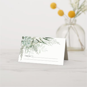 Carte De Placement Mariage Feuillage Succulent de Fougère Vert Fonçé