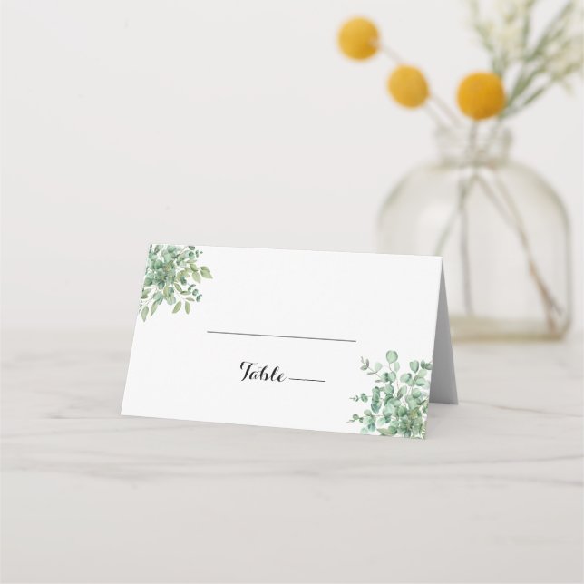 Carte De Placement Mariage Feuille de l'Eucalyptus (Devant)