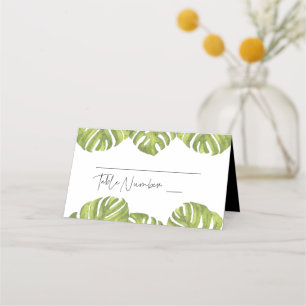 Carte De Placement Mariage feuille de palmier vert tropical