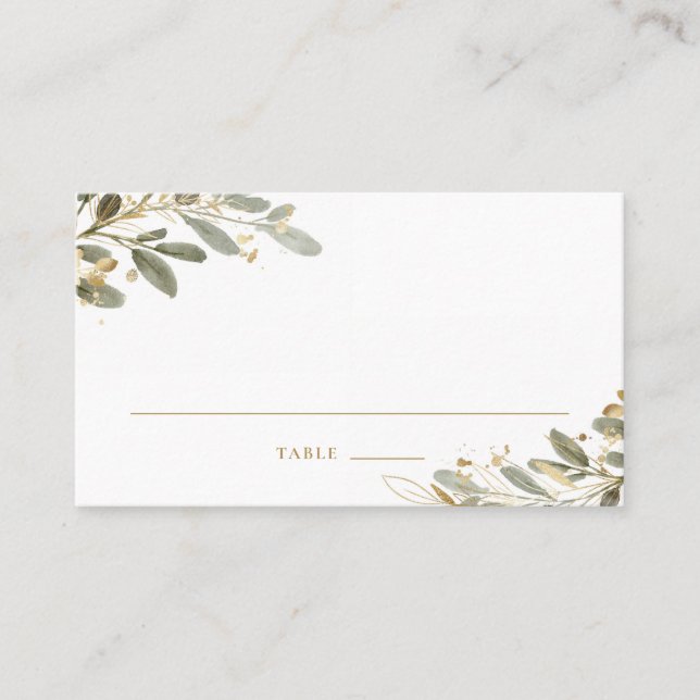 Carte De Placement Mariage Feuille d'Eucalyptus à l'aquarelle et à l' (Devant)