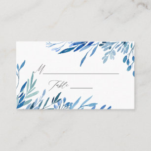 Carte De Placement Mariage Feuille Indigo de la marine Watercolor