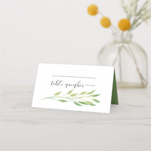 Carte De Placement Mariage feuille vert aquarelle