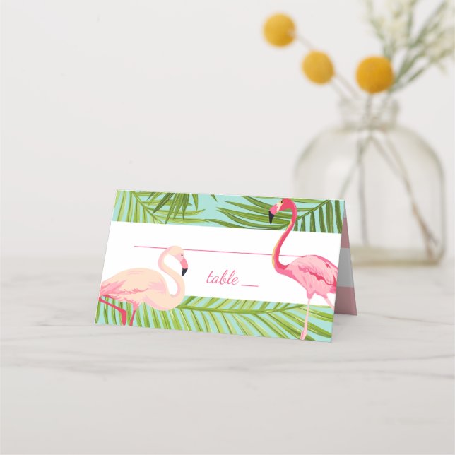 Carte De Placement Mariage Flamant Rose Tropical (Devant)