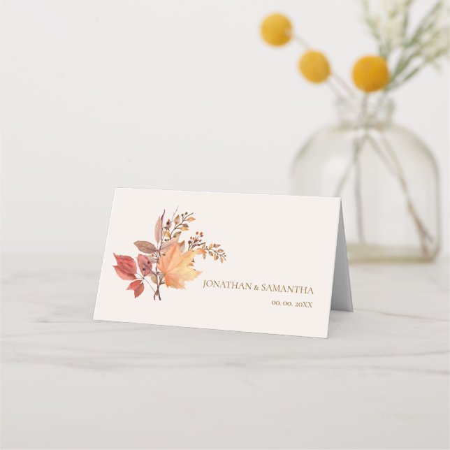 Carte De Placement Mariage Fleur Bohème Moderne Rustique d'Automne (Devant)