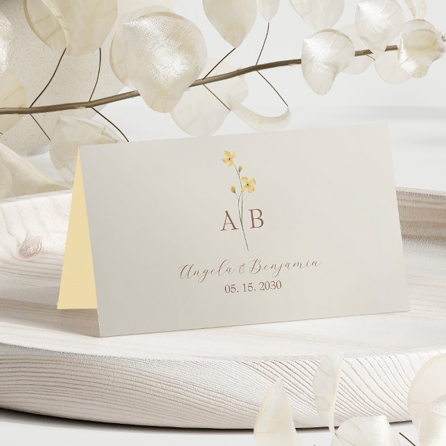 Carte De Placement Mariage Fleur de Champ Neutre (Créateur téléchargé)