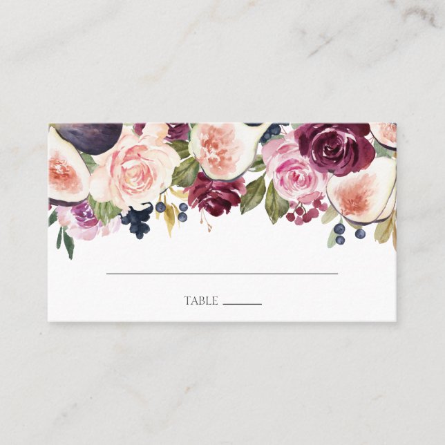 Carte De Placement Mariage Fleur et Figue de Prunier Maussade (Devant)