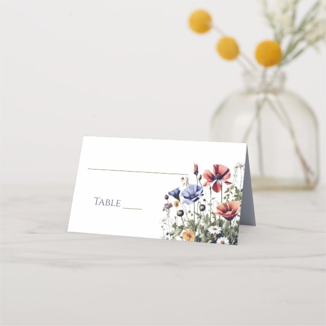 Carte De Placement Mariage Fleur sauvage aquarelle (Devant)