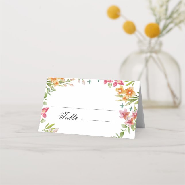 Carte De Placement Mariage fleur sauvage, Boho Floral Place Card (Devant)